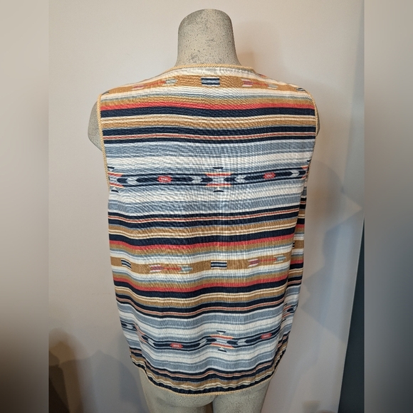 Jones New York vintage Linen Striped Aztec Vest Women's Size Medium - Picture 7 of 15